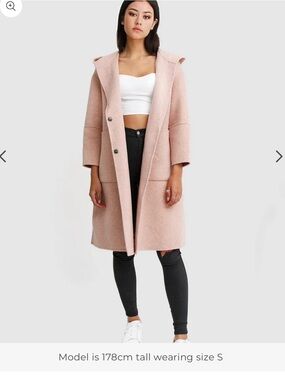 Belle & Bloom Walk This Way Wool Blend Oversized Coat Blush Pink M